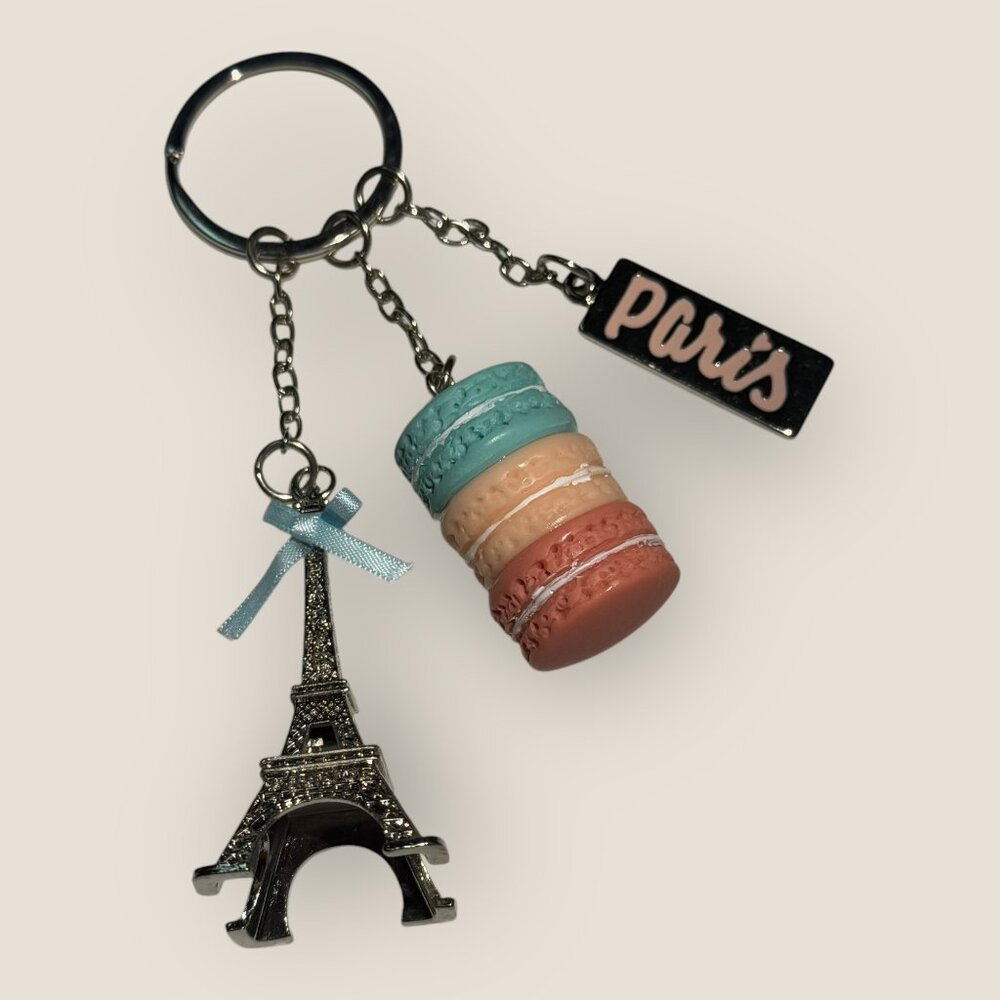 Paris Eiffel Tower Macaron Charm Keychain Keyring Travel Souvenir Gift